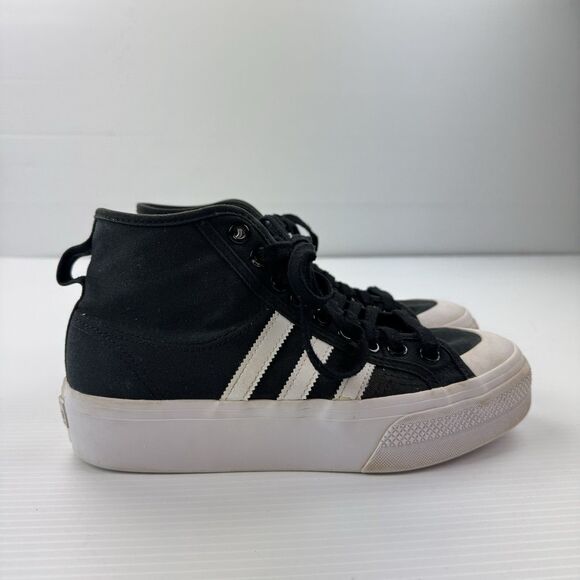 adidas Shoes - Adidas Originals Nizza Platform Mid Women’s Sneakers Sz 9.5 Black White Canvas